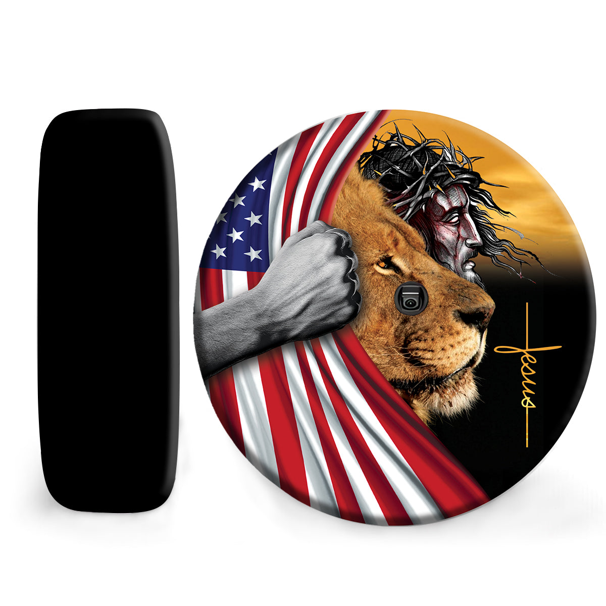 Petthouse | Jesus Lion Spare Tire Cover American Flag Tire Wrap Jesus Spare Tire Cover Christian Car Decor