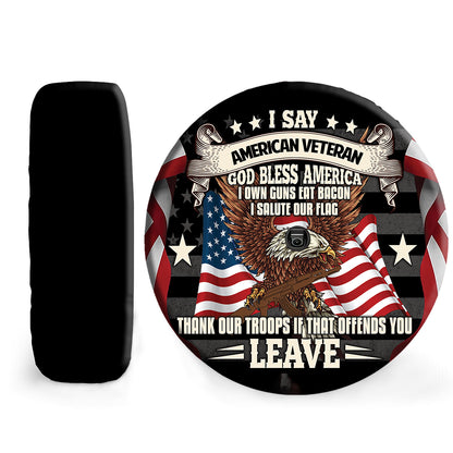 Petthouse | Bald Eagle American Flag Spare Tire Cover I Say American Veteran Wheel Cover American Patriot Gift