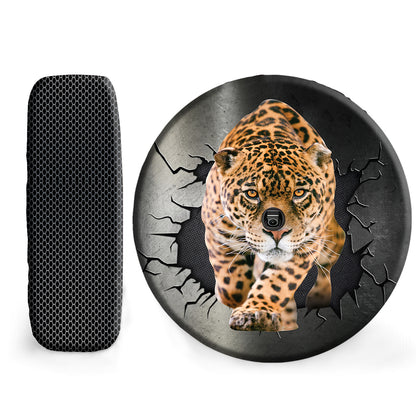 Petthouse | Leopard In Hole Spare Wheel Cover Cracked Car Decoration Wildlife Animal Camper Tire Cover Gifts