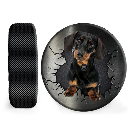 Petthouse | Black Dachshund Puppy Dog Spare Tire Cover Dog Tire Protector Dog Lover Wheel Cover