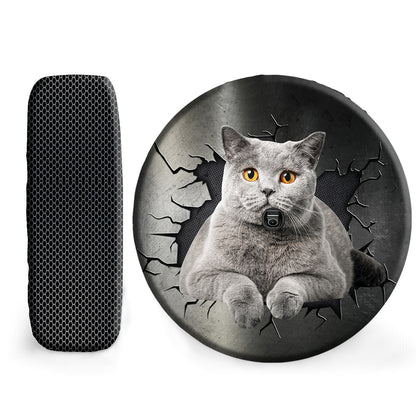 Petthouse | British Shorthair Cat Tire Protector Lying Fat Cat Wheel Tire Covers With Crack Hole Fun