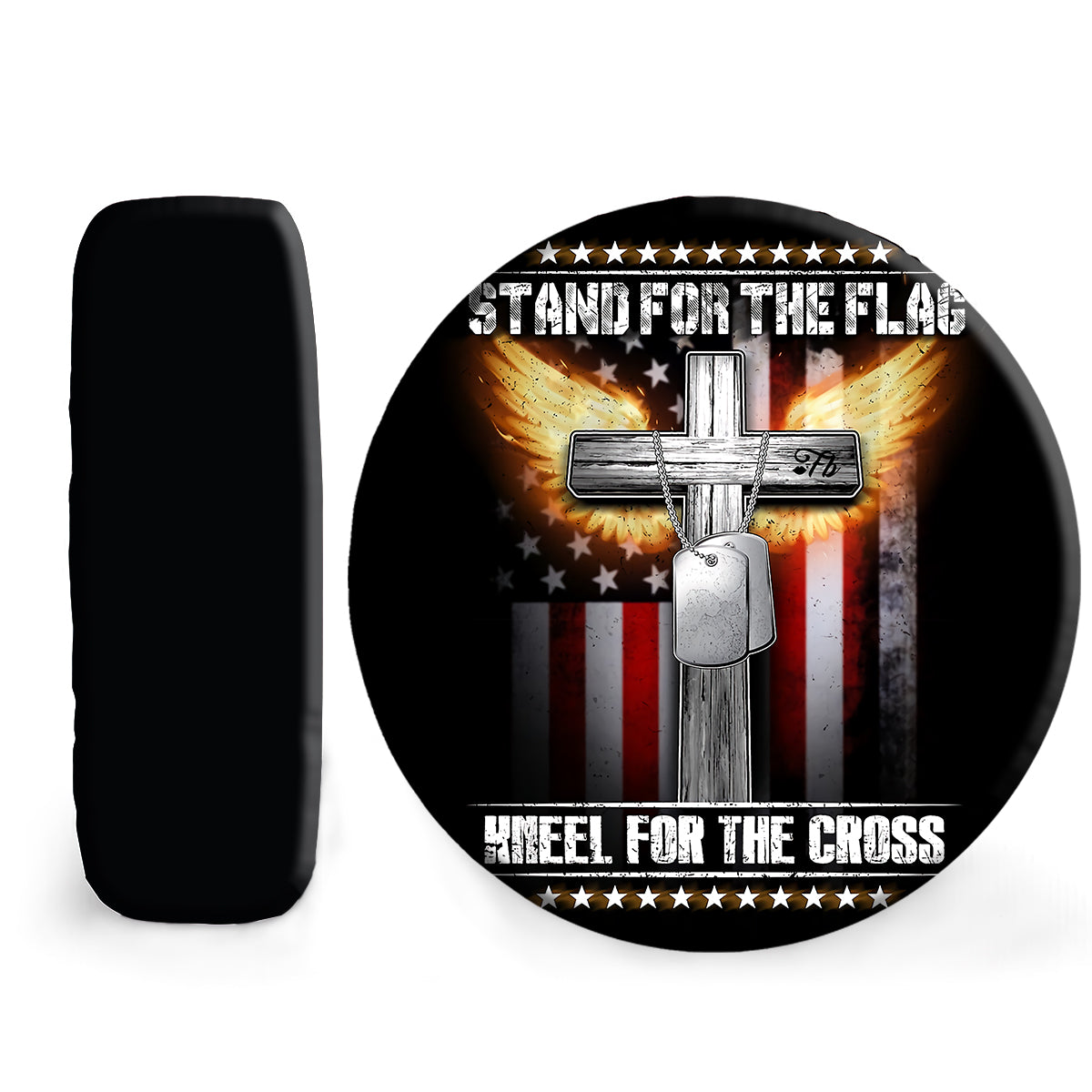 Petthouse | Customized Cross Veteran Tag American Flag Spare Tire Cover Stand For The Flag Veteran Us Pride