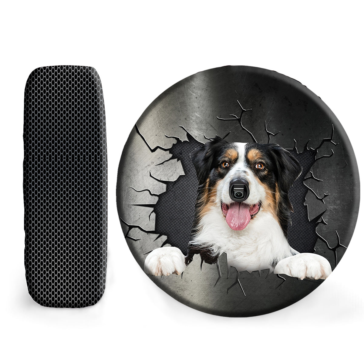 Petthouse | Australian Shepherd Dog Spare Tire Cover Big Hole Printed Wheel Cover Funny Car Accessories