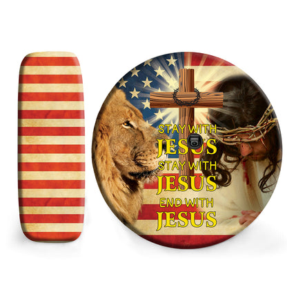 Petthouse | Lion Of Jesus Usa Flag Spare Wheel Cover Independence Day End With Jesus Spare Tire Cover