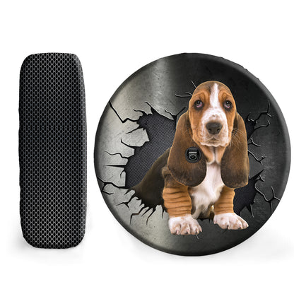 Petthouse | Basset Hound Puppy Spare Wheel Cover Dog Crack Hole Printed Tire Protector Fun Car Decor