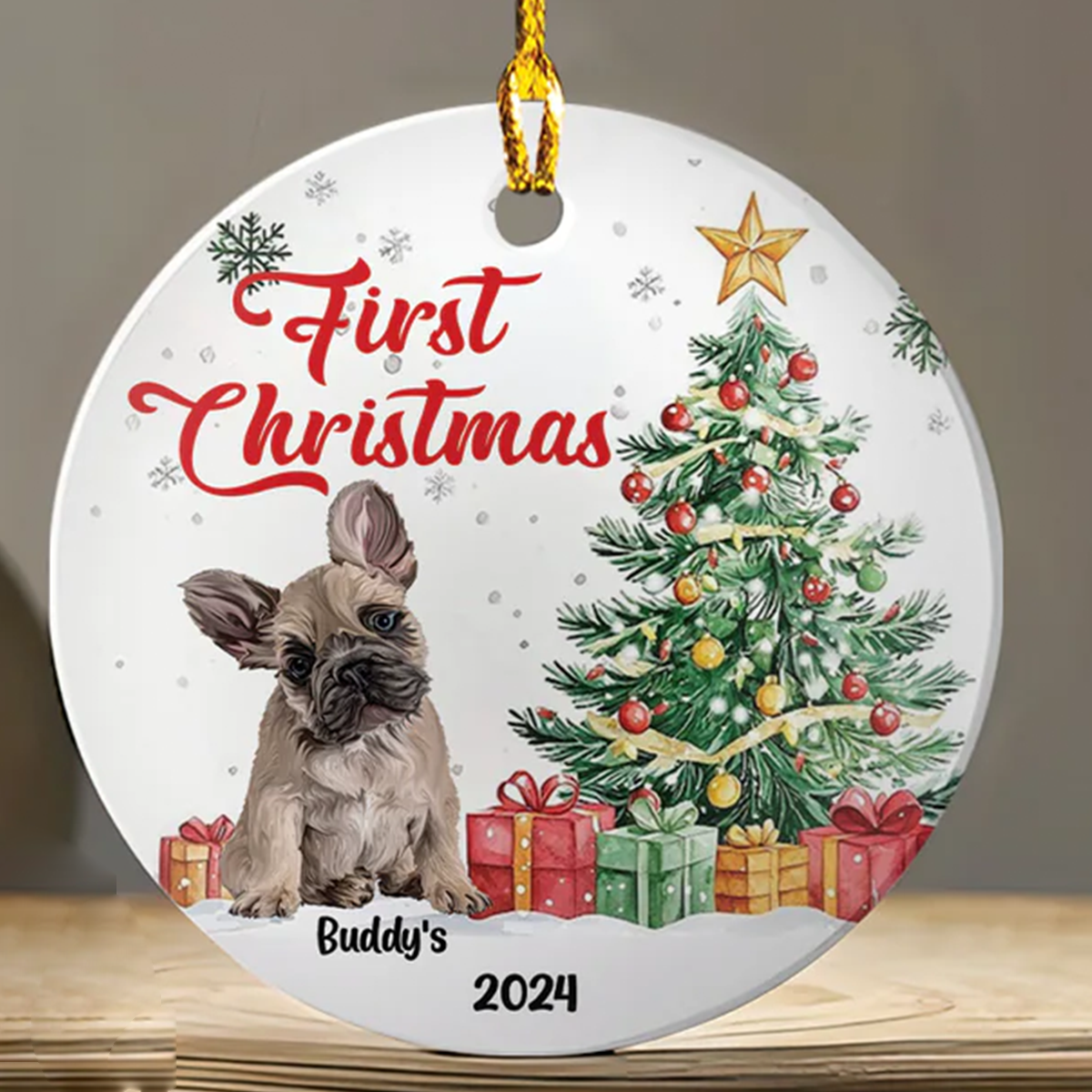 Petthouse | Personalised Dogs First Christmas Ornament, Puppy's 1st Xmas Tree Decoration, Memorial Gift