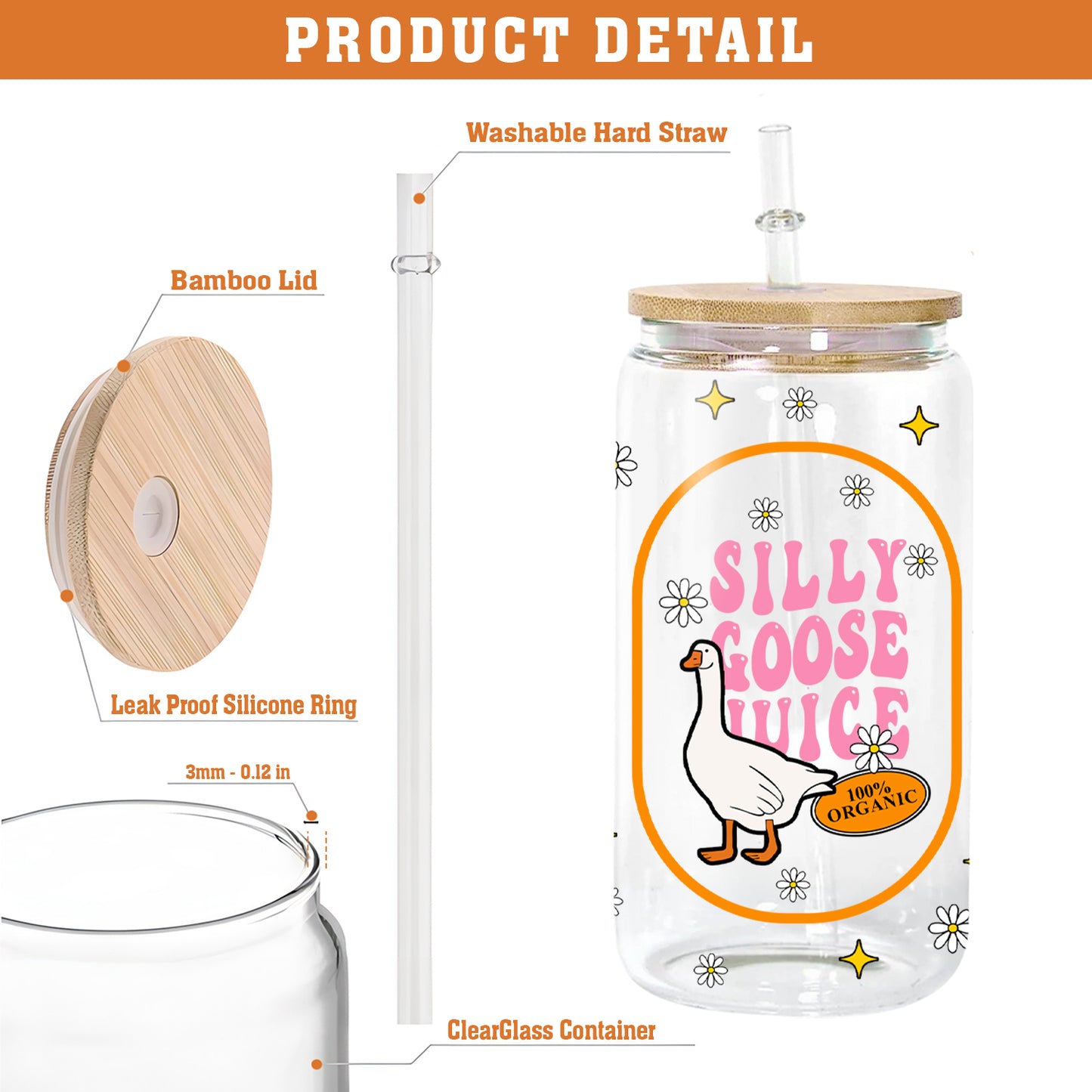 Petthouse | Silly Goose Juice Glass Can, Funny Silly Goose Iced Coffee Cup, Silly Goose Juice