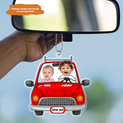 Petthouse | Personalized Photo Drive Safe Dad Gift Car Hanger, Ornament Gift For Daddy