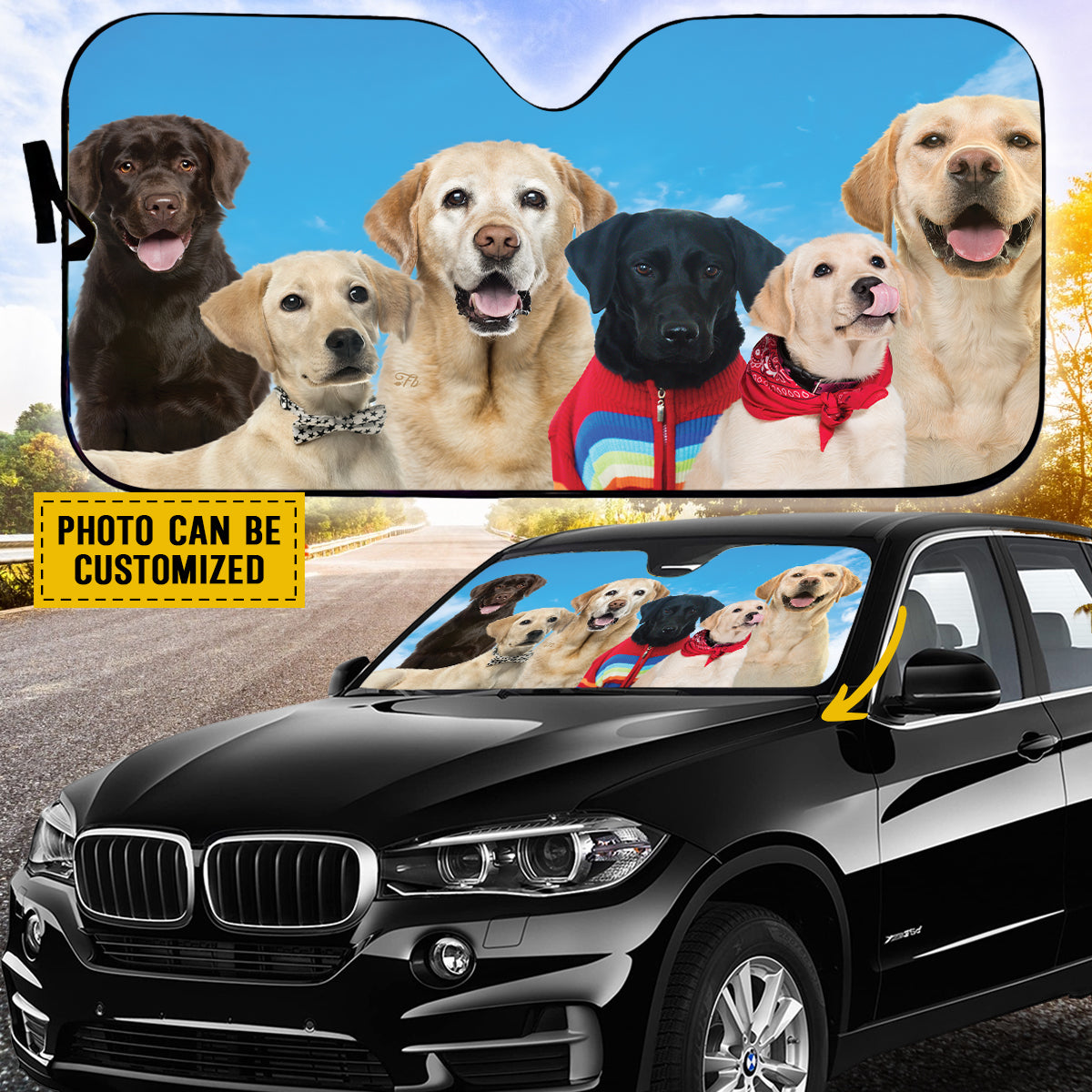 Petthouse | Customize Gift Dog Sun Shade A Bunch Of Labrador Retriever Dog Driving Car Sunshade