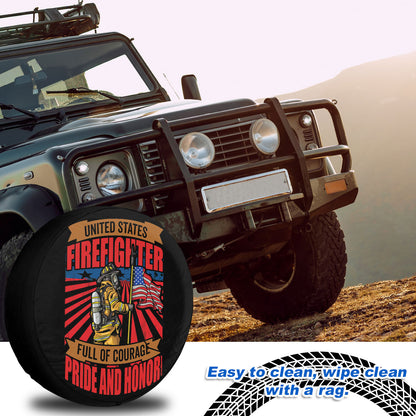 Petthouse | American Flag Grunge Firefighter Spare Tire Cover Fireman Hero Pride And Honor Car Accessories Patriot Gift