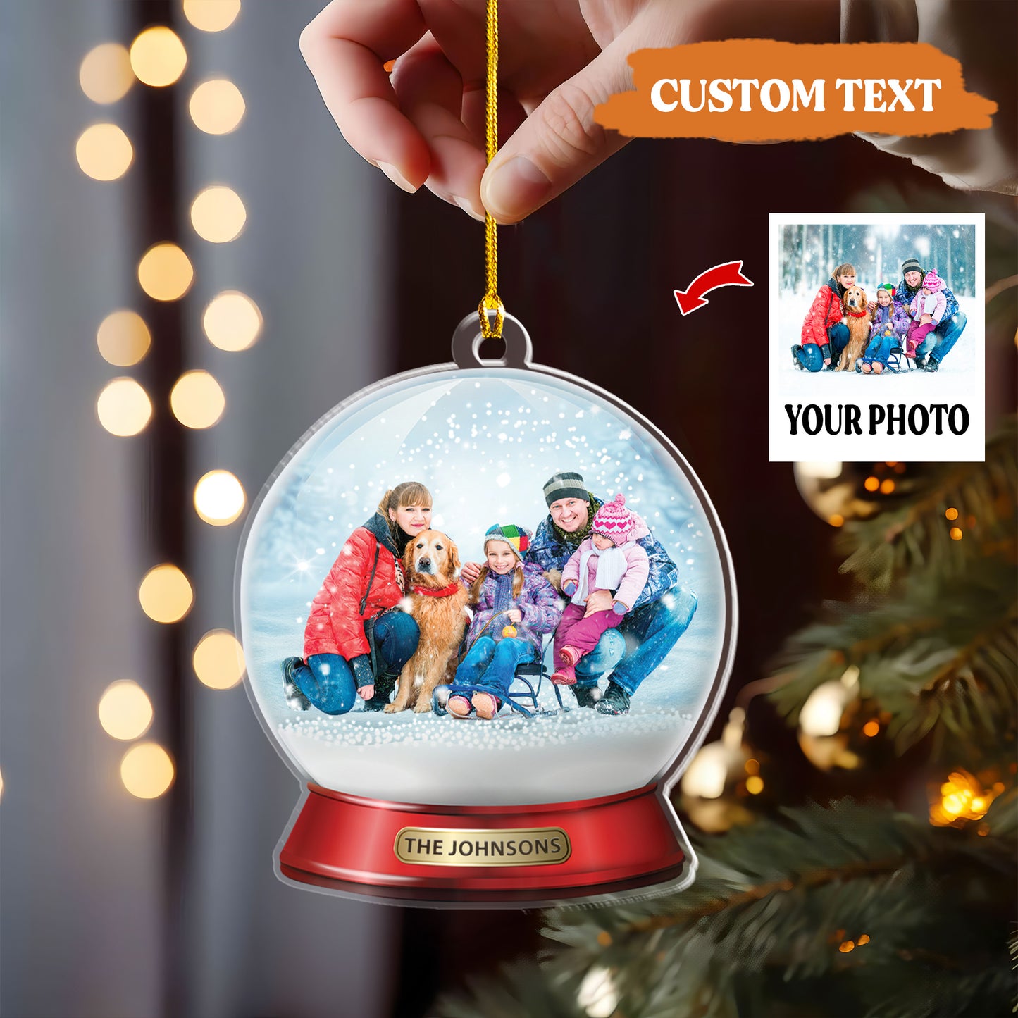 Petthouse | Personalized Family And Pet Ornament, Custom Family And Pet Photo, Christmas Customized Ornament