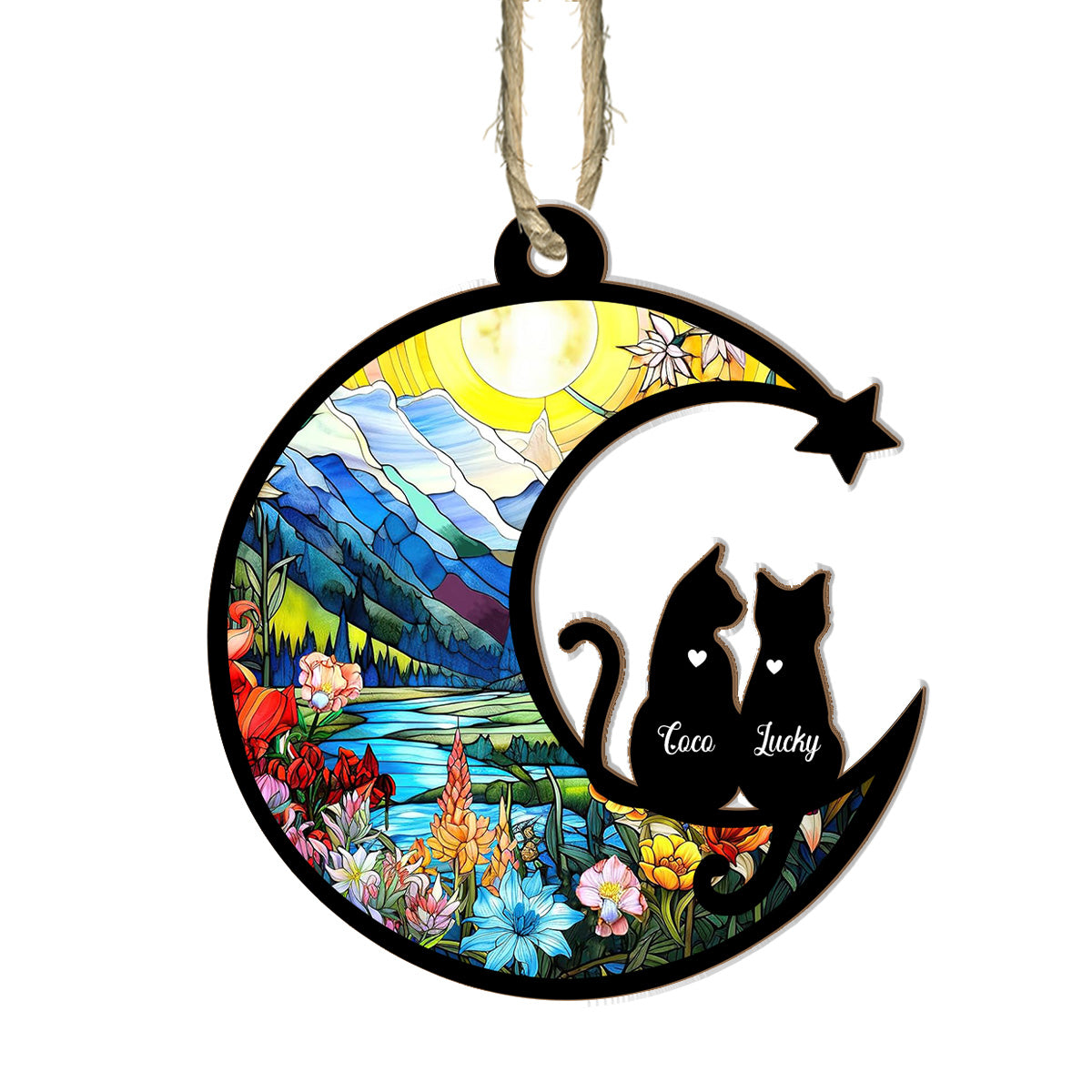 Petthouse | Custom Cats Memorial Suncatcher, Cat Loss Gift, Loss Of Cats Sympathy Remembrance Gift