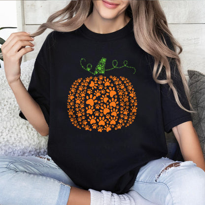 Petthouse | Paw Pumpkin T-shirt, Dog Paw Pumpkin Shirt, Halloween, Thanksgiving, Dog Footprint Pumpkin