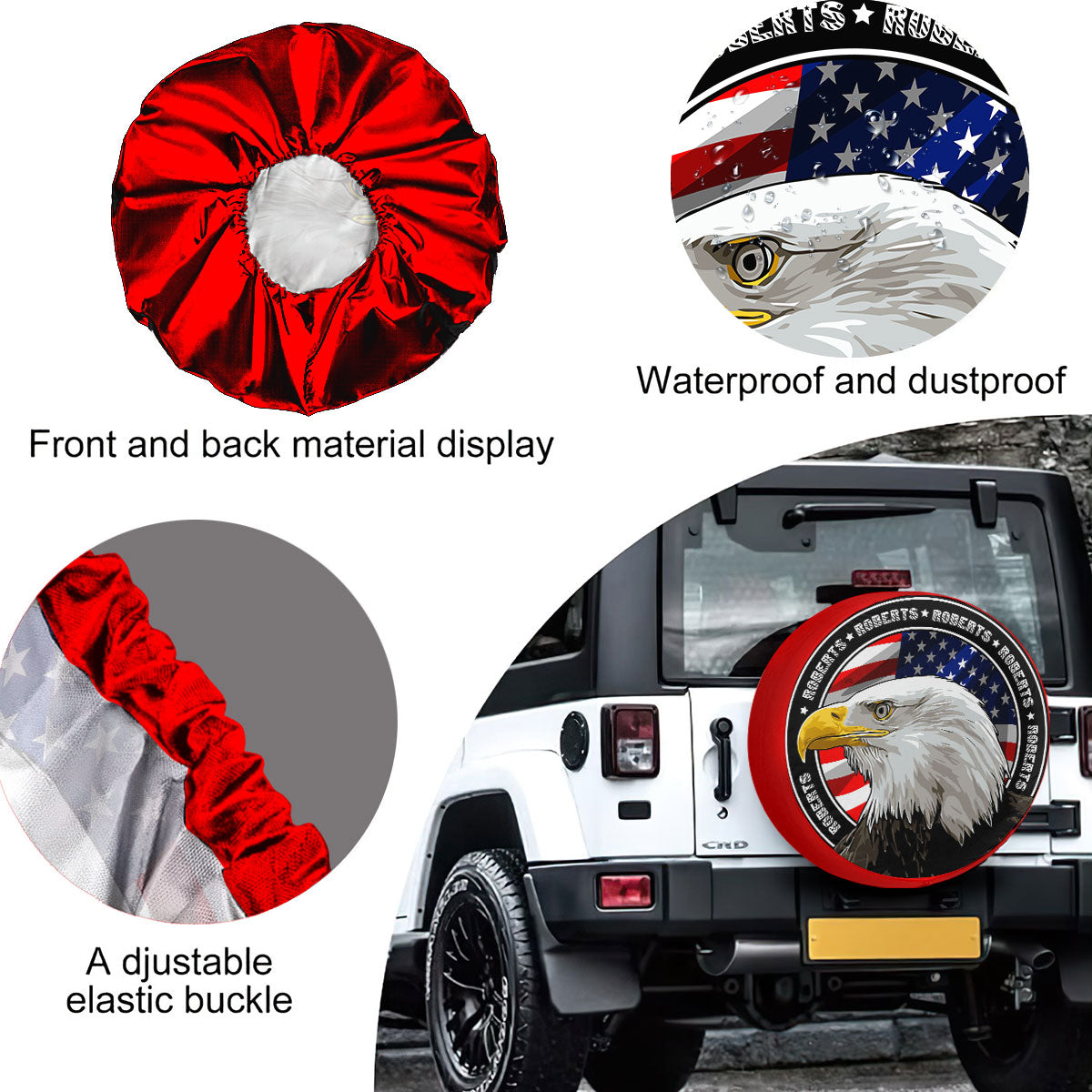 Petthouse | Customized Eagle Head On American Flag Spare Tire Cover For Patriot 4th Of July Independence Day