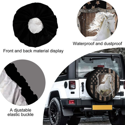 Petthouse | Horse Running Wheel Tire Covers Usa Flag Camo Tire Storage Bag Horse Lover Gifts Spare Tire Cover