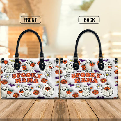 Petthouse | Spooky Mama 3d Print Leather Handbag, Halloween Mom Gift Wallet Bag, Mom Gift, Halloween Mom Gift Bags