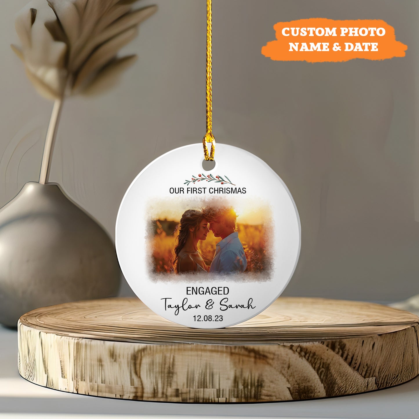 Petthouse | Personalized Engagement Christmas Ornament, Our First Christmas Keepsake, Xmas Ornament