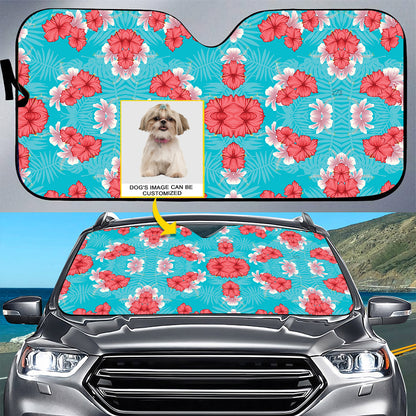 Petthouse | Personalized Dog Sunshade Cute Shih Tzu Hawaii Pattern Car Sun Shade Windshield Sun Visor