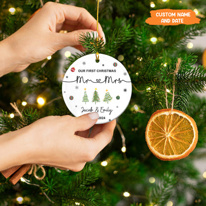 Petthouse | Personalized Our First Christmas As Mr & Mrs Ornament, First Married Xmas Ornament 2025