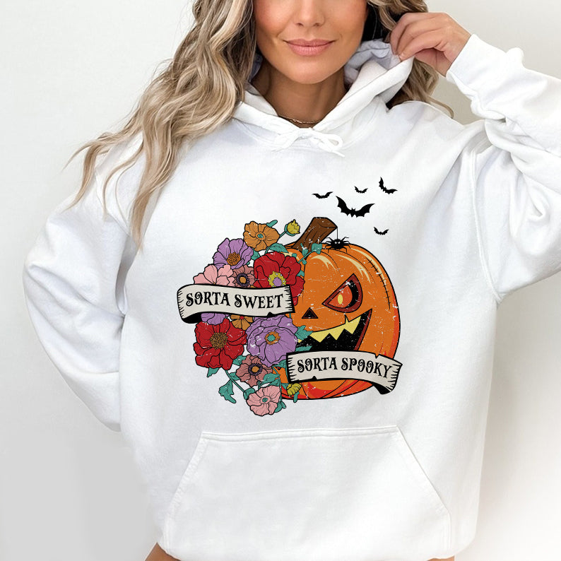 Petthhouse | Sorta Sweet Sorta Spooky Halloween Shirt, Halloween Wildflower Floral Pumpkin Shirt