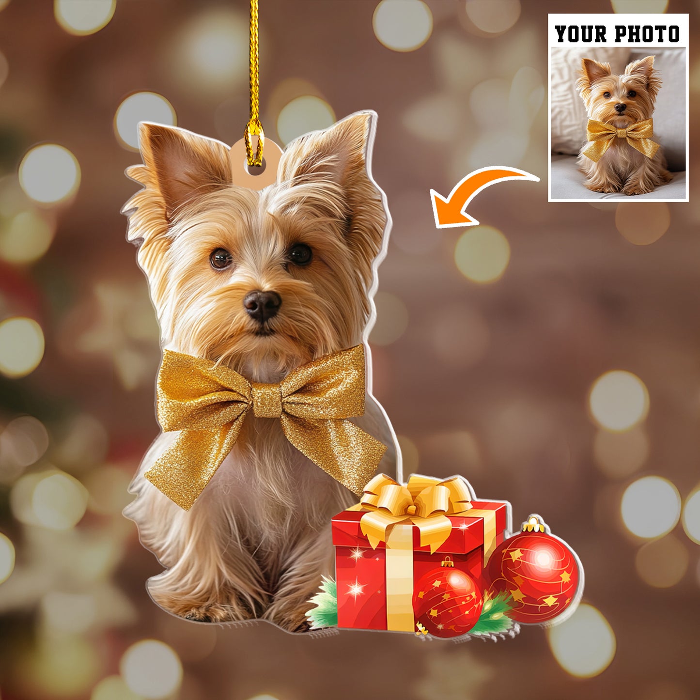 Petthouse | Customized Yorkie Puppy Christmas Ornament, Gift For Yorkie Mom, Christmas Ornament, Dog Keepsake