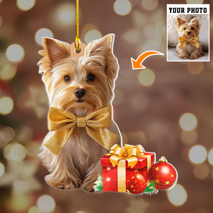 Petthouse | Customized Yorkie Puppy Christmas Ornament, Gift For Yorkie Mom, Christmas Ornament, Dog Keepsake