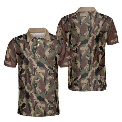 Petthouse | Customized Soldier Woodland Gray Golf Camo Pattern Polo Golfing Lover Sports Camouflage