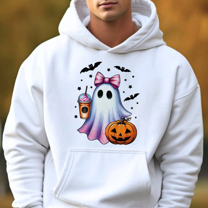 Petthouse | Halloween Ghost Shirt, Retro Ghost Coffee Pumpkin Halloween Shirt, Cute Ghost Coffee