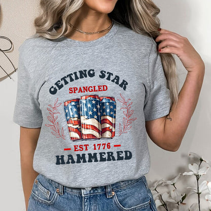 Petthouse | Getting Star Spangled Hammered Est 1776 4th Of July Shirt, Patriotic Independence Day Shirt