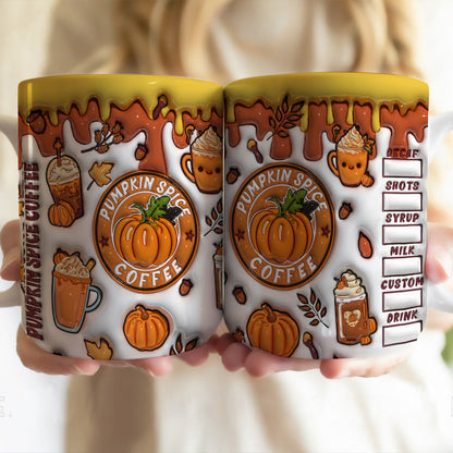 Petthouse | Pumpkin Spice Coffee 3d Inflated Mug, Coffee Fall Autumn Season Gift Aesthetic Teacup Fall