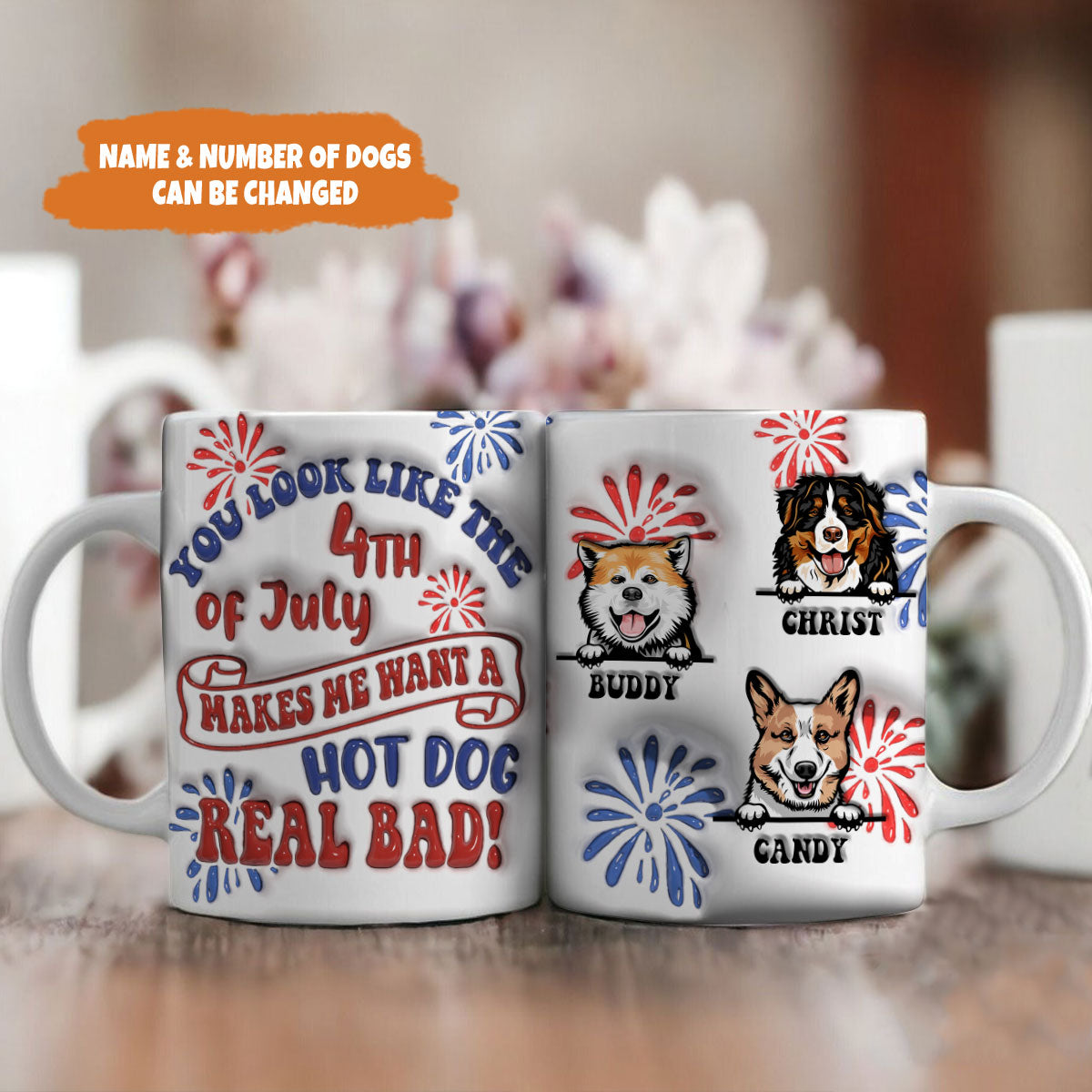 Petthouse | Custom You Look Like The 4th Of July 3d Inflated Effect Printed Mug, Dog Independence