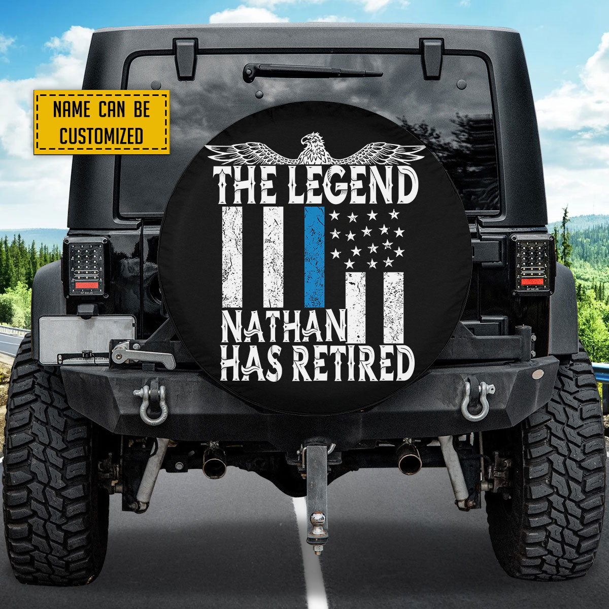 Petthouse | Customized Name Retired Police Officer The Legend Retired Spare Tire Cover American Police Trailer