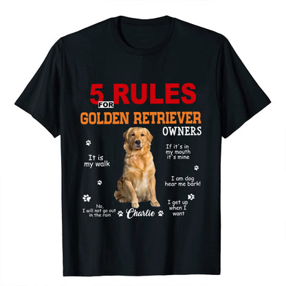 Petthouse | Customized Golden Retriever  Rules For Golden Retriever Shirt, Dad Dog Gift For Father's Day