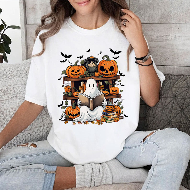 Petthouse | Ghost Book Reader Shirt, Reading Tee Book Lovers, Halloween Boo Reading Enthusiast Book