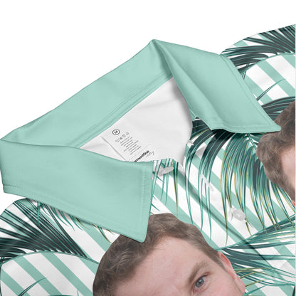 Petthouse | Customized Face Palm Tree Seamless Pattern Polo Shirt Summer Beach Green Plants Mens Polo Shirts