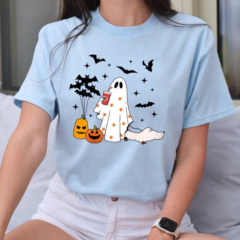 Petthouse | Halloween Ghost Dachshund Dog Shirt, Сute Ghost Dog Shirt, Women Halloween, Spooky Vibes