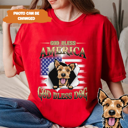 Petthouse | Custom Dog Jesus God Bless America Shirt, 4th Of July Dog Shirt, Gift For Dog For Dad