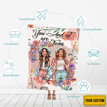 Petthouse | Personalized Sister Twins Fleece Blanket, Soul Sister Travel Blanket, World's Best Ever Sister Ever