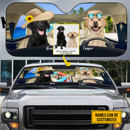 Petthouse | Dog Sunshade Labrador Retriever Beach Trip Car Sun Shade Windshield Customized Picture Sunshade