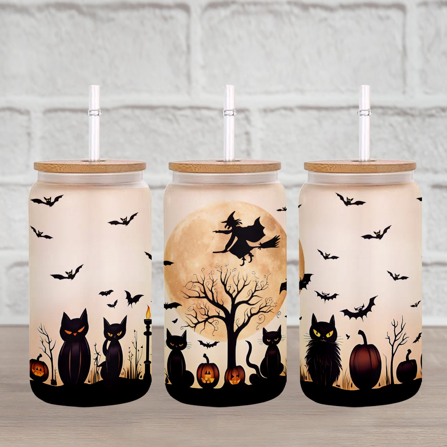 Petthouse | Pumpkin Coffee Glass Cup, Witchy Brew, Black Cat Cup, Cute Cat Glass, Spooky Brew