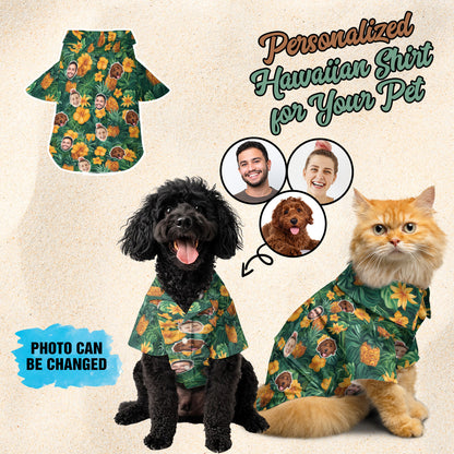 Petthouse | Custom With Face Pineapple Unisex Hawaiian Set, Summer Party Hawaiian Shirt