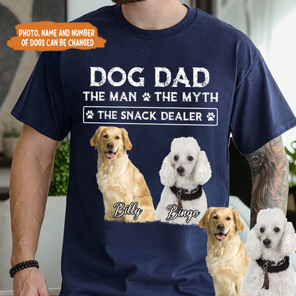 Petthouse | Dog Dad The Man The Myth The Snack Dealer Personalized Custom Photo Dog Dad Shirt