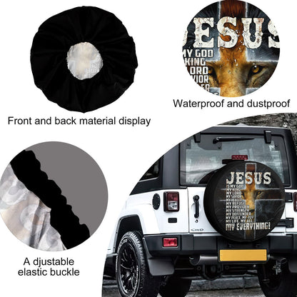 Petthouse | Lion Jesus Cross Durable Tire Protector Jesus Catholic Jesus Is My Everything Spare Tire Cover