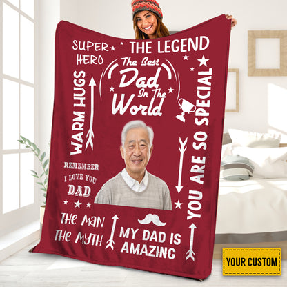 Petthouse | Customized The Best Dad In The World Throw Blanket, Awesome Father's Day Throw Blanket, Gifts For Daddy