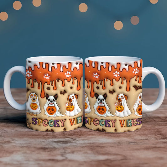 Petthouse | Spooky Dog 3d Inflated Mug, Halloween Dog Mug, 3d Mug Halloween, Halloween Pattern, Spooky Mug Fall Season
