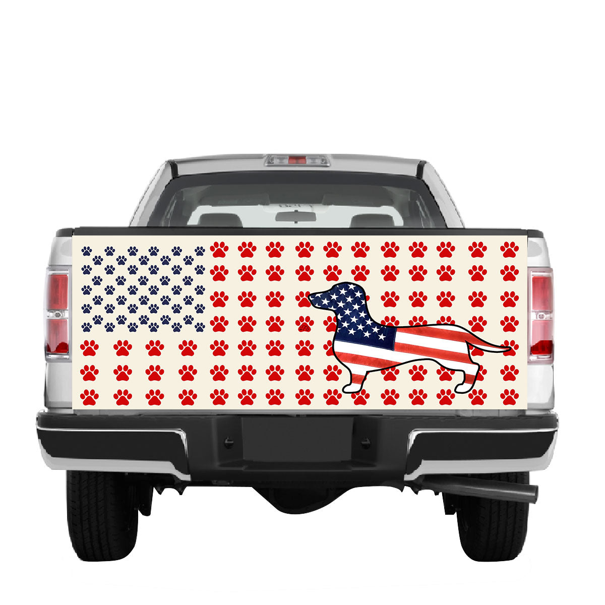 Petthouse | Tailgate Vinyl Graphic Wrap Dachshund us Flag Tailgate Wrap Dog Tailgate Decal Tailgate Wrap