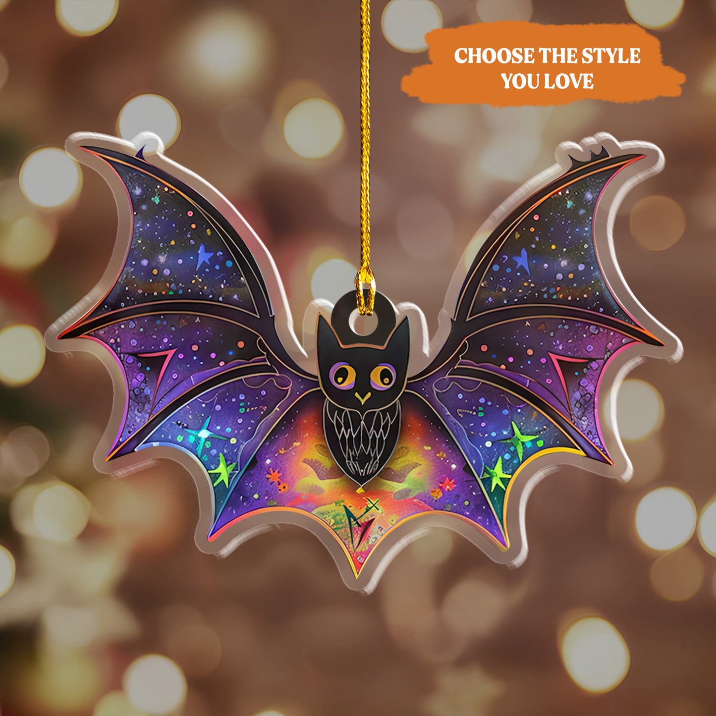 Petthouse | Halloween Bat Suncatcher, Galaxy Spooky Bat Suncatcher, Funny Bat Ornament Window Hanging