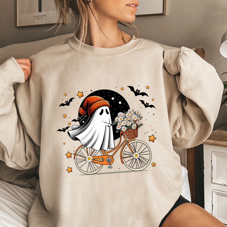 Petthouse | Halloween Cute Ghost Shirt, Ghost Riding Bike Shirt, Cycopath Ghost Halloween, Spooky Season