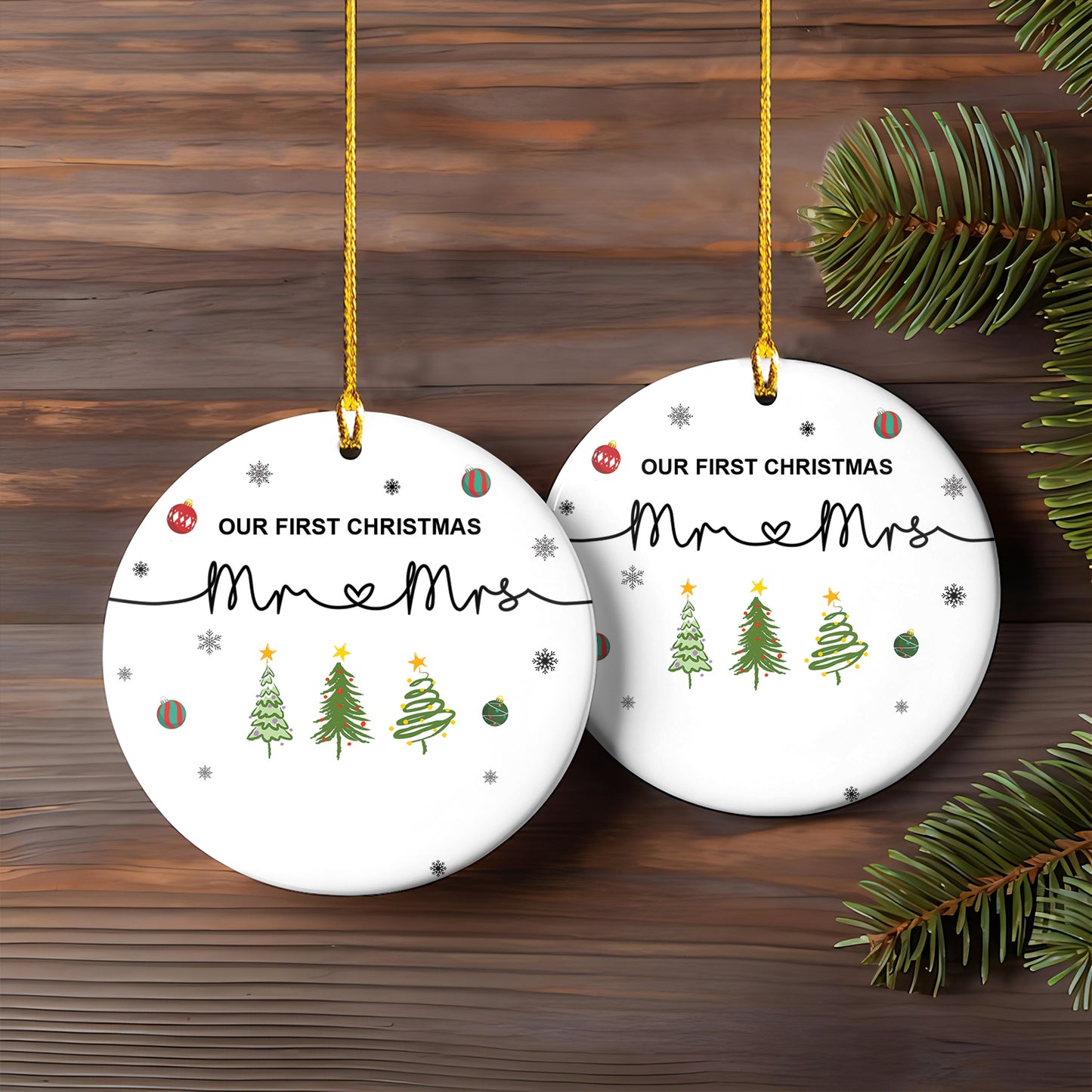 Petthouse | Personalized Our First Christmas As Mr & Mrs Ornament, First Married Xmas Ornament 2025