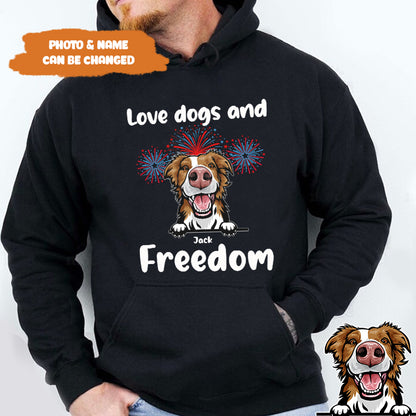 Petthouse | Custom 4th Of July Dog Shirt, Love Dogs And Freedom Shirt, Gift For Dog Mom Dog Dad